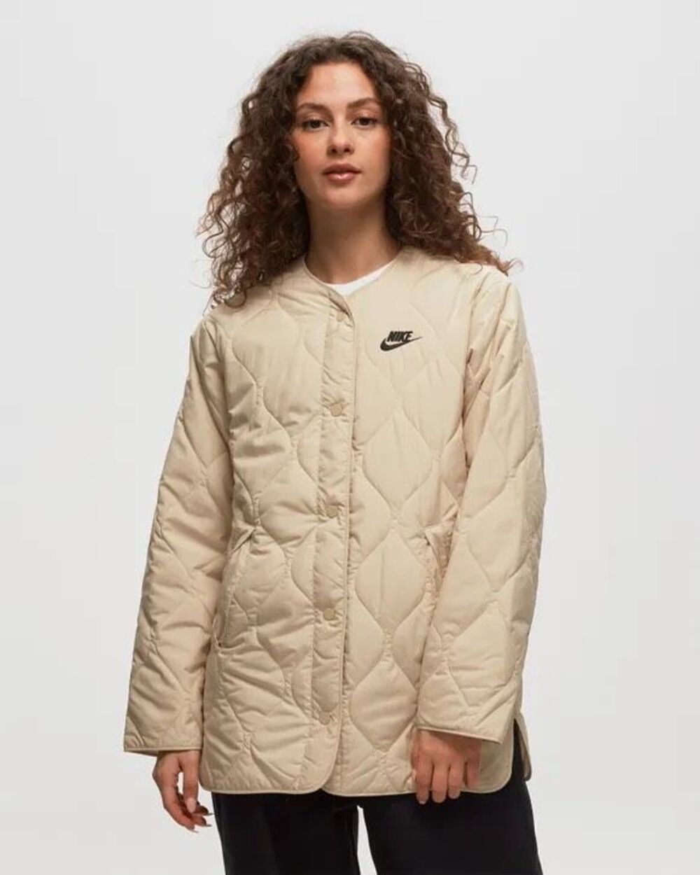 NWT Nike Therma Fit Quilted Jacket XS Beige Long Sleeve Sportwear Lightweight